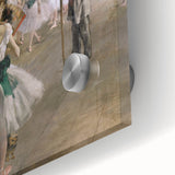 Mid-century modernist large abstract art of dancers, in muted pastel tones on acrylic glass, suitable for dining room decor.