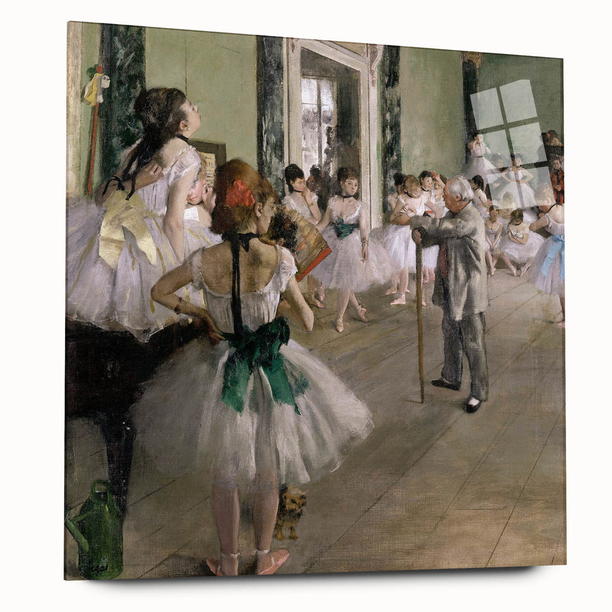 Side view of an Edgar Degas inspired large abstract acrylic print with pastel shades, ideal for bedroom or dining room art.
