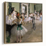 Edgar Degas-inspired landscape painting on a gold-framed canvas, featuring muted earth tones, ideal for bedroom wall art.