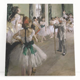 Black and white print of Edgar Degas' dancers on stretched canvas, ideal for kitchen wall art or bedroom ambiance.