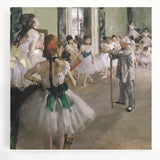 Black and white print of Edgar Degas' dancers on stretched canvas, ideal for kitchen wall art.