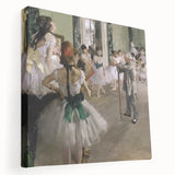 Edgar Degas-inspired ballerina painting on stretched canvas, featuring soft pastel tones, ideal for kitchen wall art.