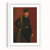 Abstract art print of Edgar Degas design in white frame, featuring soft pastel shades.