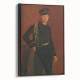 Black and white landscape painting on framed canvas, featuring vintage poster art style, ideal for bedroom decor.