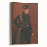 Vintage poster art of a black landscape painting on a framed canvas, ideal for bedroom wall decor.