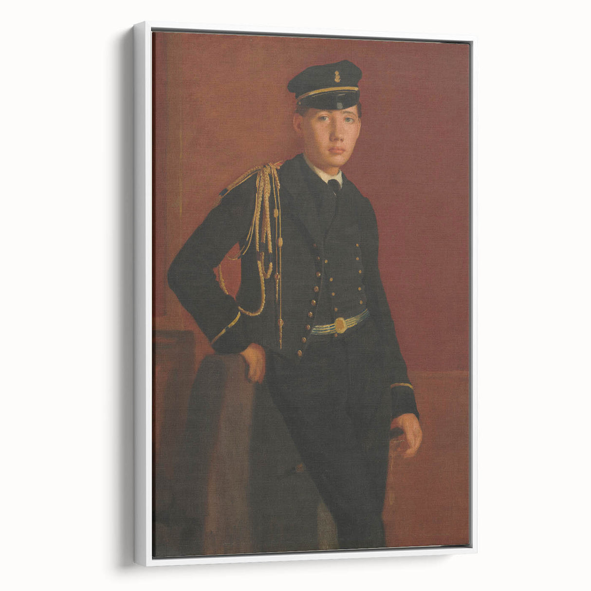 Vintage poster art of a ballet scene, featuring muted pastel colors on a framed canvas, ideal for living room decor.