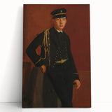 Black and white print of Edgar Degas's ballet dancers on large stretched canvas.