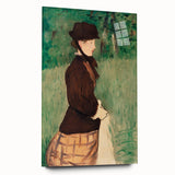 Side view of an Edouard Manet-inspired large acrylic glass print featuring muted earth tones.
