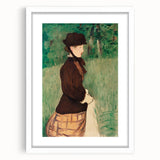 Abstract art print featuring muted blue and gray tones on a white framed canvas, ideal for bedroom or dining room decor.