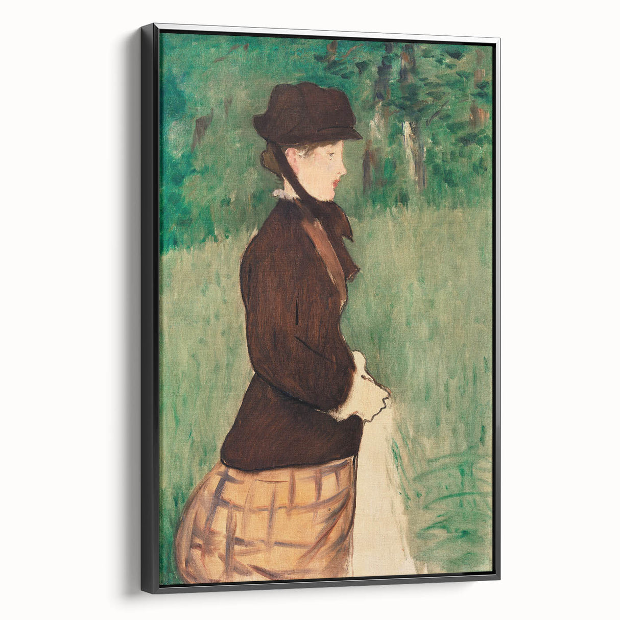 Black and white landscape art painting featuring a vintage poster-style canvas framed in black, ideal for bedroom decor.