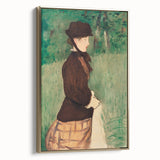 Framed canvas of Edouard Manet's landscape painting in muted earth tones, ideal for bedroom wall art.