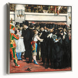 Vintage poster art of a colorful landscape painting on a black framed canvas, ideal for enhancing living room decor.