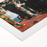 Art deco poster featuring Edouard Manet's work in muted tones on rolled canvas, suitable for dining room or bathroom wall.