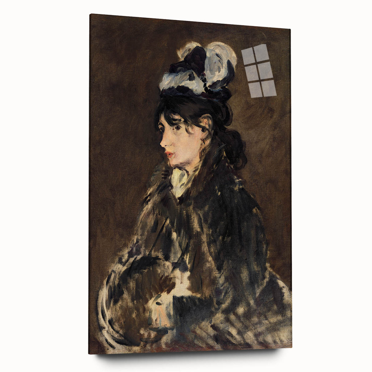 Edouard Manet-inspired large abstract art print on acrylic glass, featuring muted earthy tones.