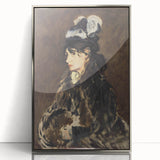 Mid-century modernist art featuring Edouard Manet's design in a silver-framed acrylic, with muted color tones.