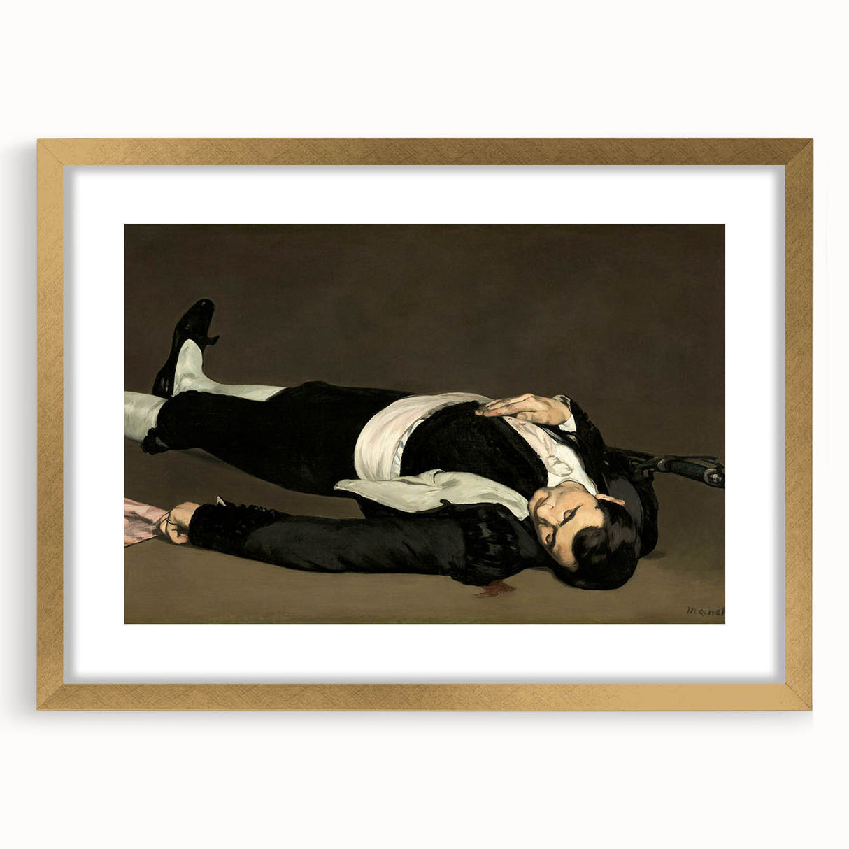 Extra large abstract art print featuring textured strokes of black and gray, framed in gold, ideal for living room decor.