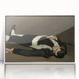 Edouard Manet inspired art deco poster in a white acrylic frame, featuring soft pastel tones.