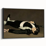 Black and white vintage poster art of a landscape painting on framed canvas, ideal for bedroom wall decor.