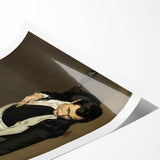 Extra large wall art featuring line art flowers in black on white, rolled canvas print ideal for large living room decor.