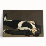Black and white print of Edouard Manet's artwork on stretched canvas, ideal for kitchen wall art or bedroom ambiance.