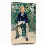 Side view of an Edouard Manet-inspired acrylic painting featuring soft pastel shades, ideal for dining room decor.