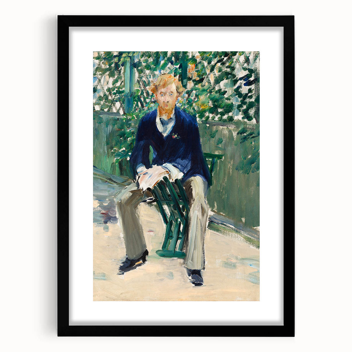 Extra large abstract art print featuring vibrant, colorful brushstrokes on a textured canvas, framed in black.