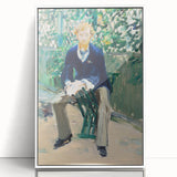 Acrylic print of Edouard Manet's artwork featuring soft pastel colors, framed in white, ideal for nursery wall art.