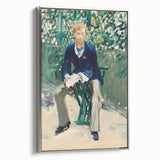 Framed canvas of Edouard Manet's landscape art painting, featuring a colorful vintage poster style on a black background.