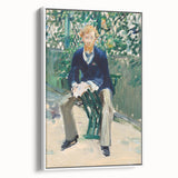 Vintage poster art of a colorful Edouard Manet design on a large framed canvas, ideal for living room decor.