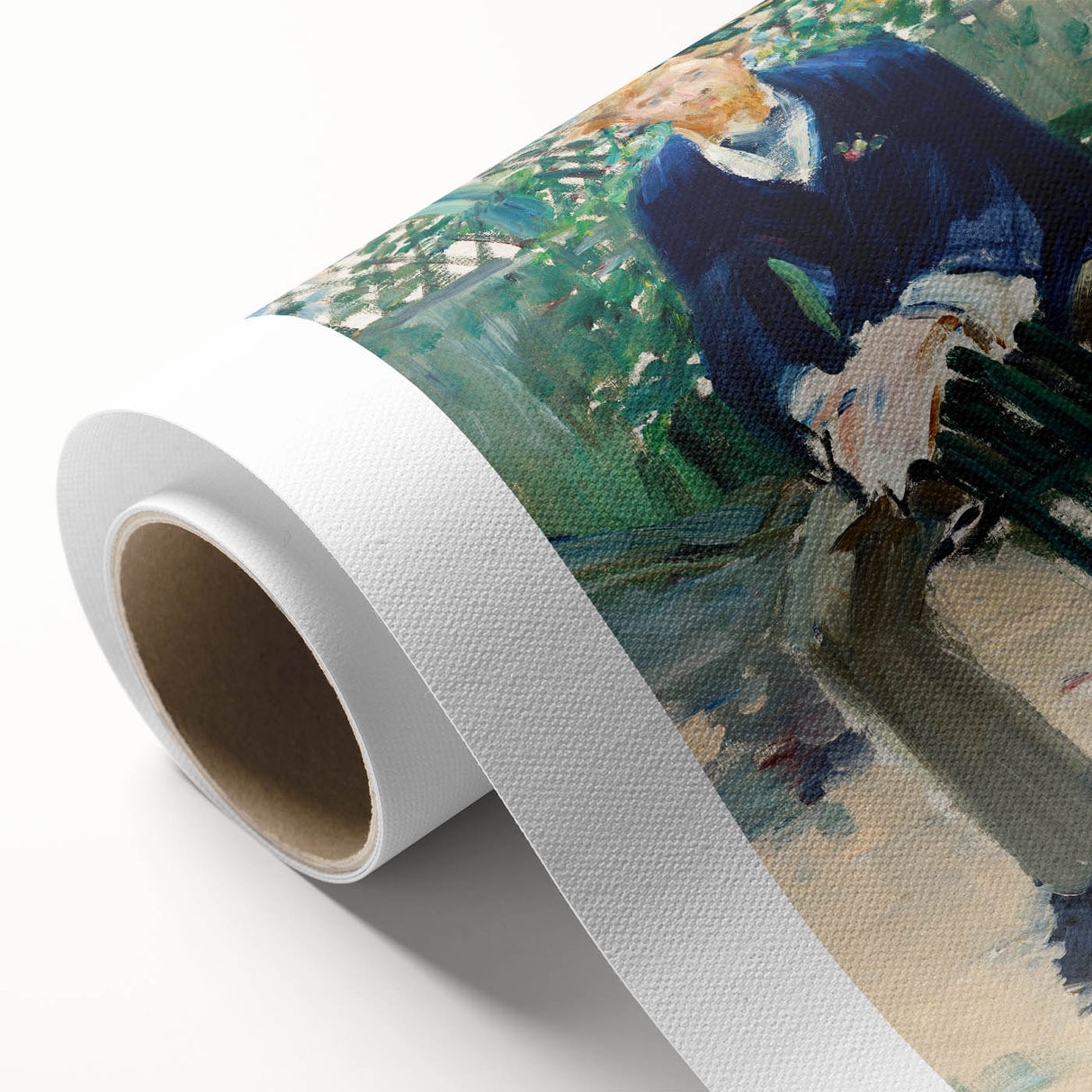 Art Deco-style poster of a tranquil lake scene in pastel blue and green tones, perfect for nursery wall art.