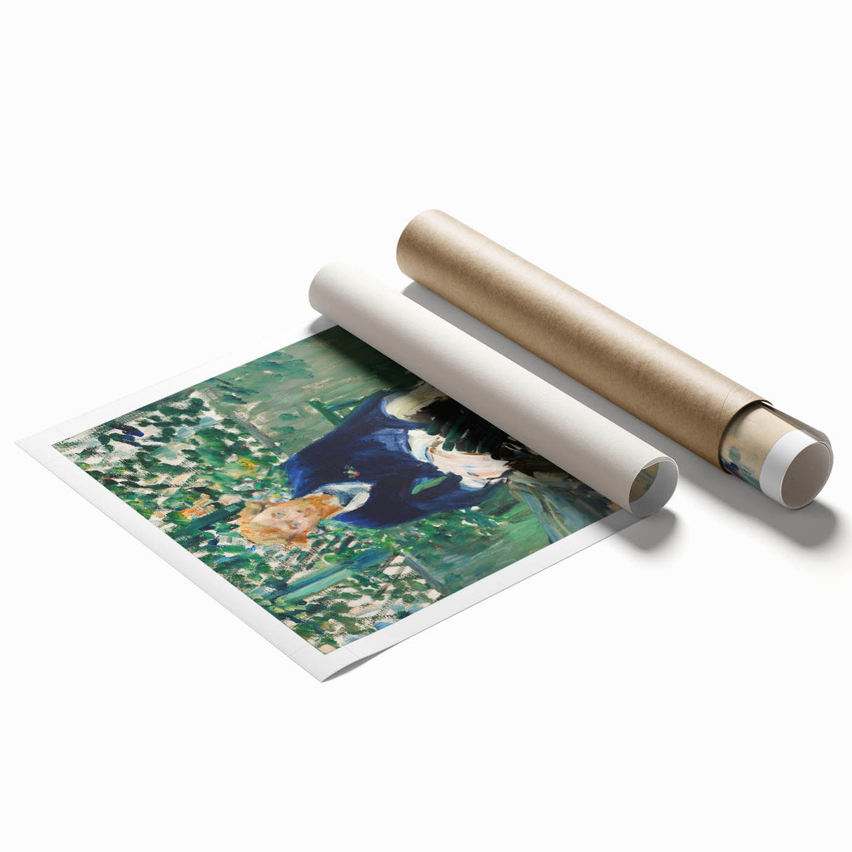 Extra large rolled print of Edouard Manet's floral art in muted tones, ideal for classy bathroom or large living room decor.