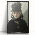 Large abstract wall art by Edouard Manet in a black frame, featuring mid-century modernist style with muted color tones.