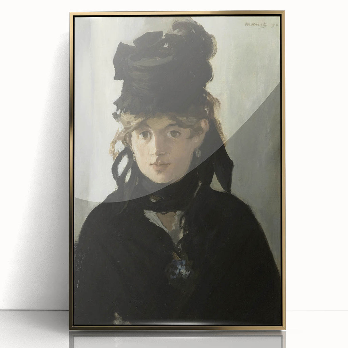 Mid-century modernist art featuring Edouard Manet's design in a gold-framed acrylic, suitable for modern art wall decor.