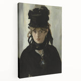 Side view of an Edouard Manet-inspired impressionist painting on stretched canvas, featuring soft earth tones.