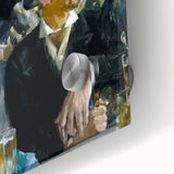 Mid-century modernist art featuring large abstract shapes in muted earth tones on acrylic glass.