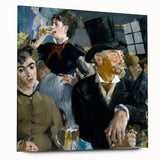 Side view of an Edouard Manet inspired acrylic glass print featuring large abstract forms in muted colors.
