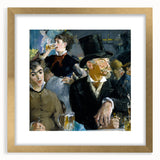 Extra large framed wall art featuring an abstract print of Edouard Manet's work in gold frame, ideal for living room decor.