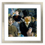 Textured abstract art print of a vibrant cityscape on a framed silver canvas, suitable for bedroom decor.