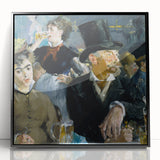 Large abstract wall art print featuring mid-century modernist designs in muted black and white tones.