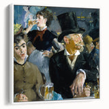 Vintage poster art of Edouard Manet's work in a white framed canvas, featuring muted colorful palette.