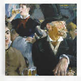 Black and white print of Edouard Manet's artwork on large stretched canvas, suitable for kitchen wall art.