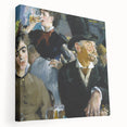 Side view of a stretched canvas featuring Edouard Manet's impressionist painting, ideal for kitchen wall art.