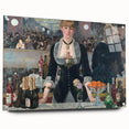 Side view of an Edouard Manet acrylic glass wall art featuring neutral and blue tones, ideal for dining room decor.