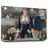 Side view of an Edouard Manet acrylic glass wall art featuring neutral and blue tones, ideal for dining room decor.