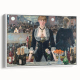 Vintage poster art of Edouard Manet's painting on framed canvas, featuring vibrant colors against a black background.