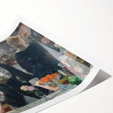 Extra large wall art featuring line art flowers in monochrome, rolled print format, suitable for large living room decor.