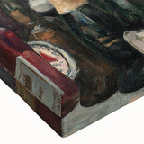 Black and white landscape painting on large canvas, depicting a serene river scene, ideal for bedroom wall art.