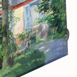 Large abstract wall art featuring Edouard Manet's design on acrylic glass with mid-century modernist influences.