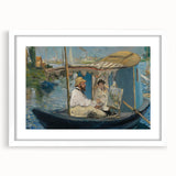 Abstract art print of a vibrant Paris street scene on a white framed canvas, ideal for dining room decor.