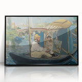 Large abstract wall art featuring a mid-century modernist design in black and white tones, framed in acrylic.